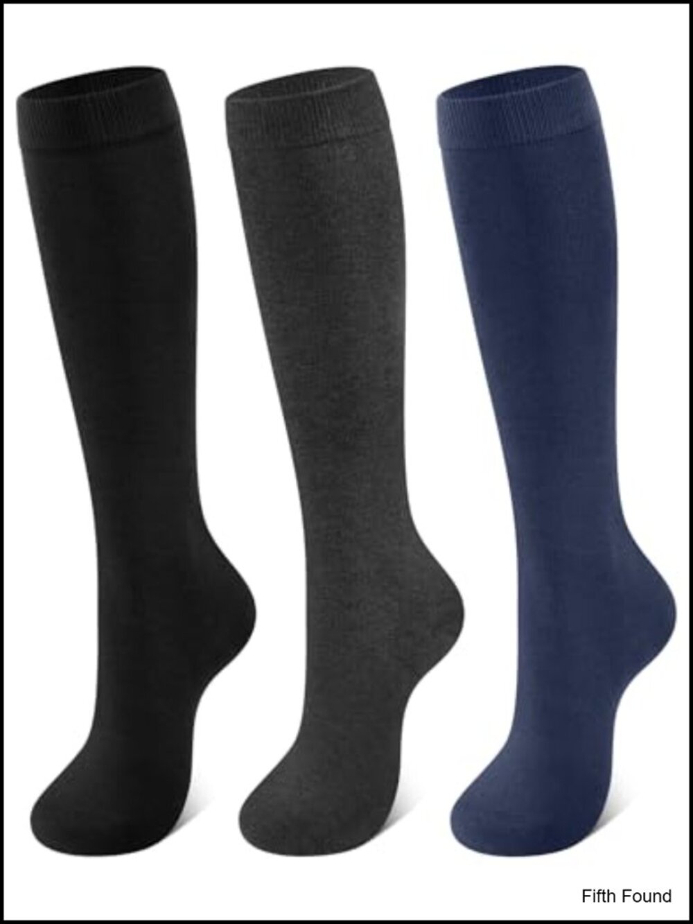 Combed Cotton Knee High Socks 3 Pairs